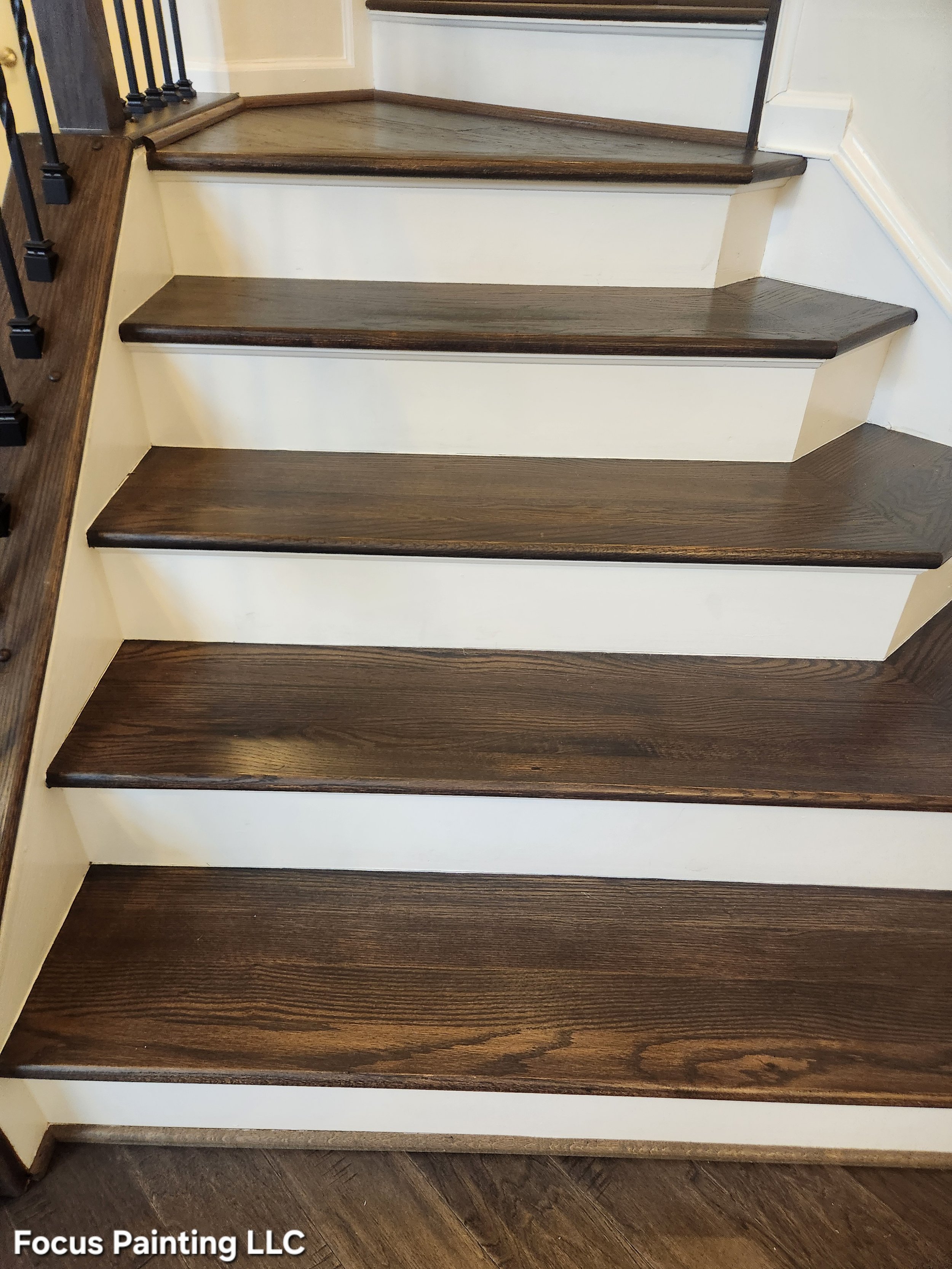 Stairwell and white tread painted by Focus Painting in Maryland