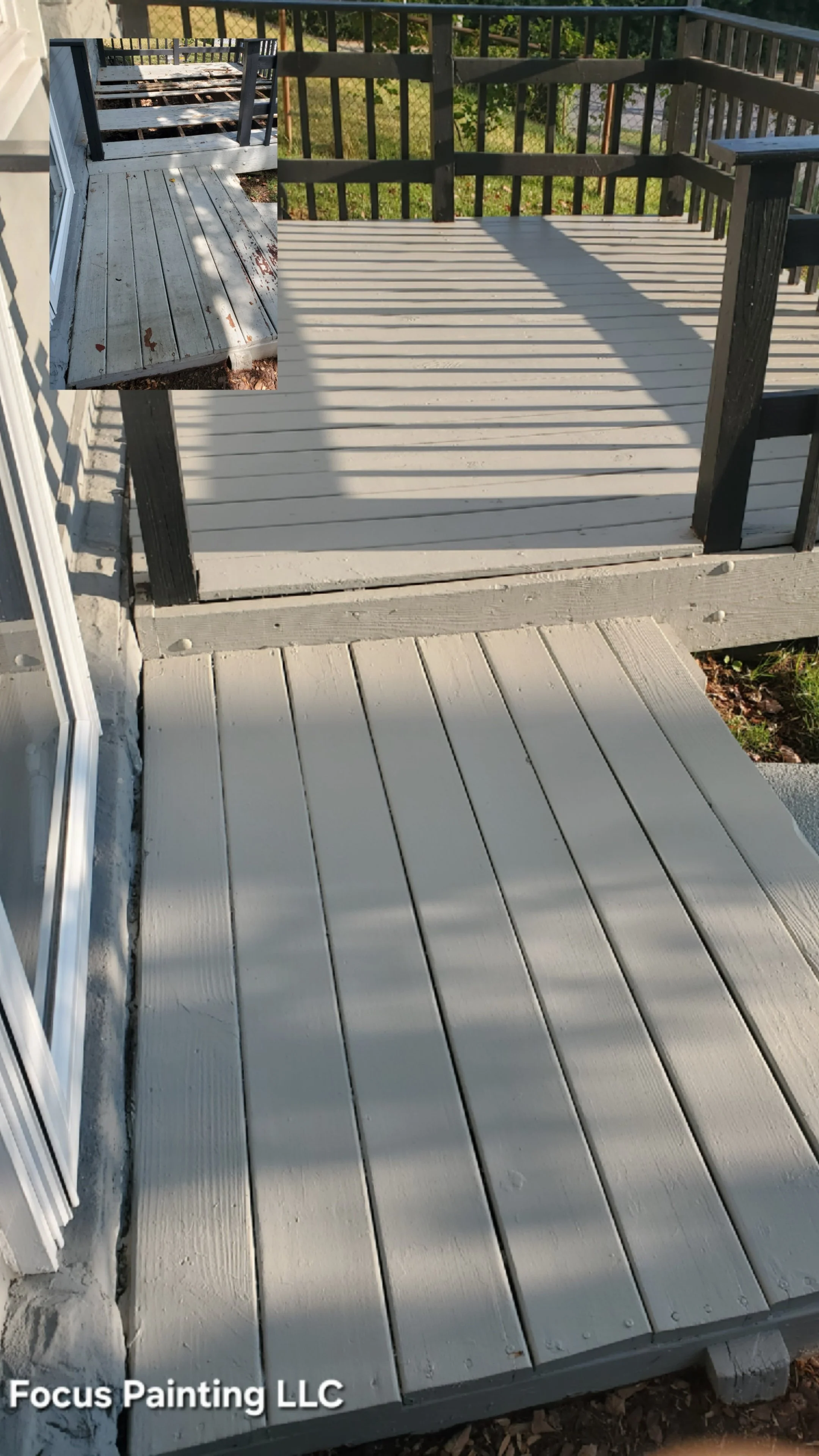 Deck staining before and after by Focus Painting in Maryland