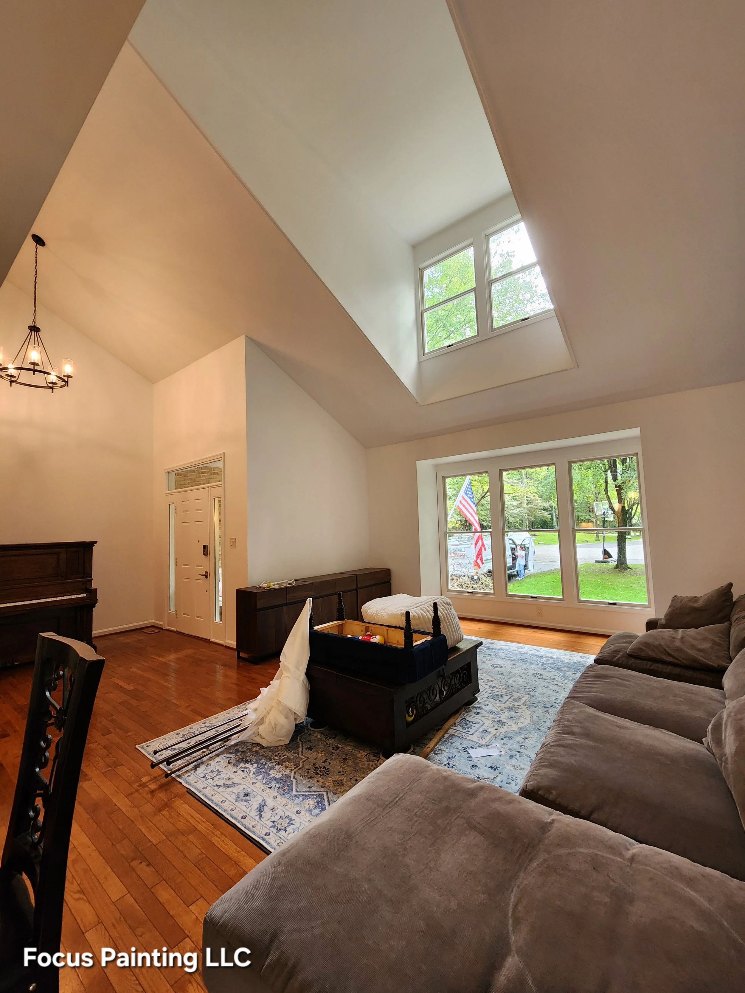 Interior painting of walls and high ceilings by Focus Painting in Maryland