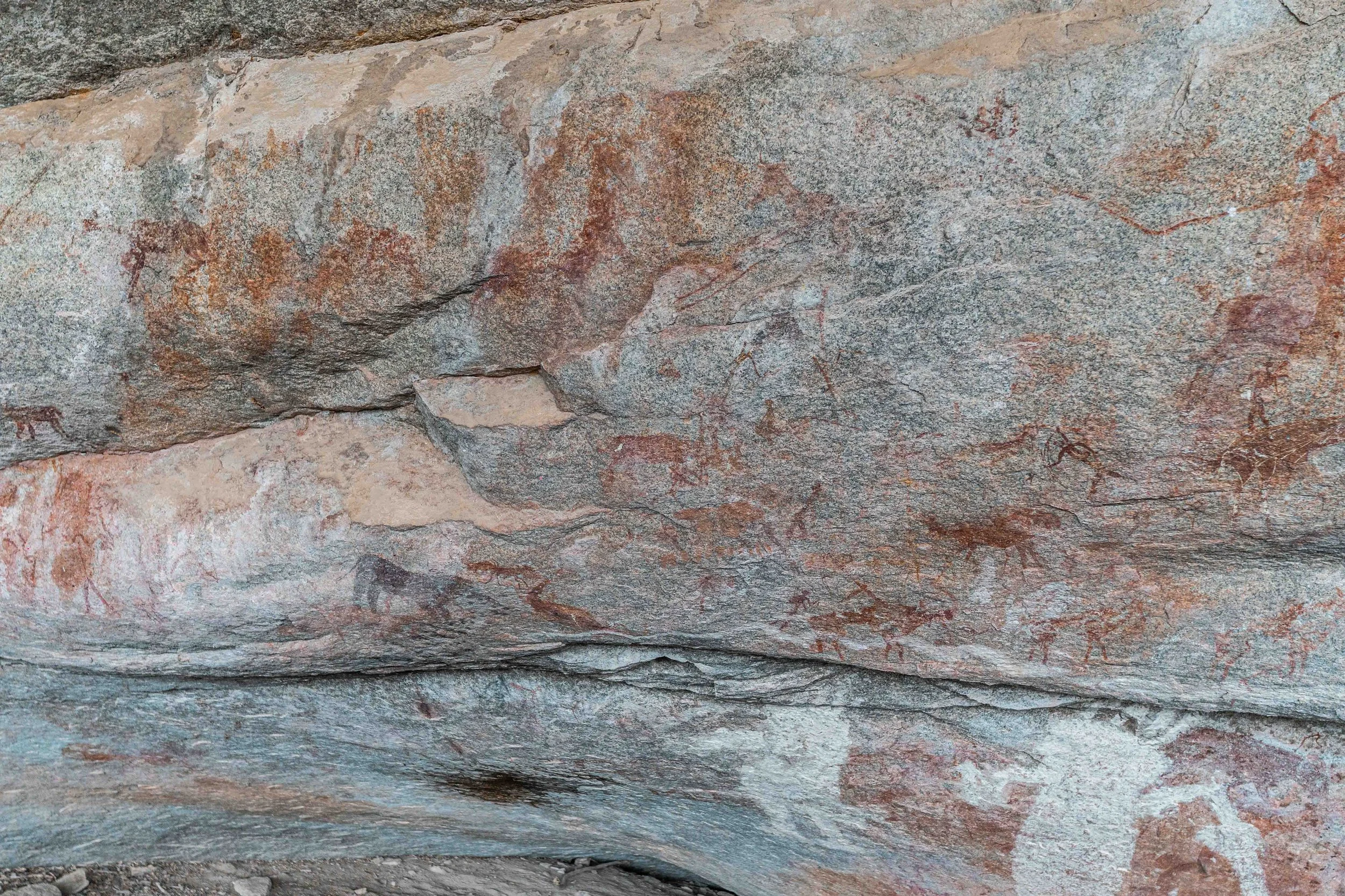 Line of human figures above animals