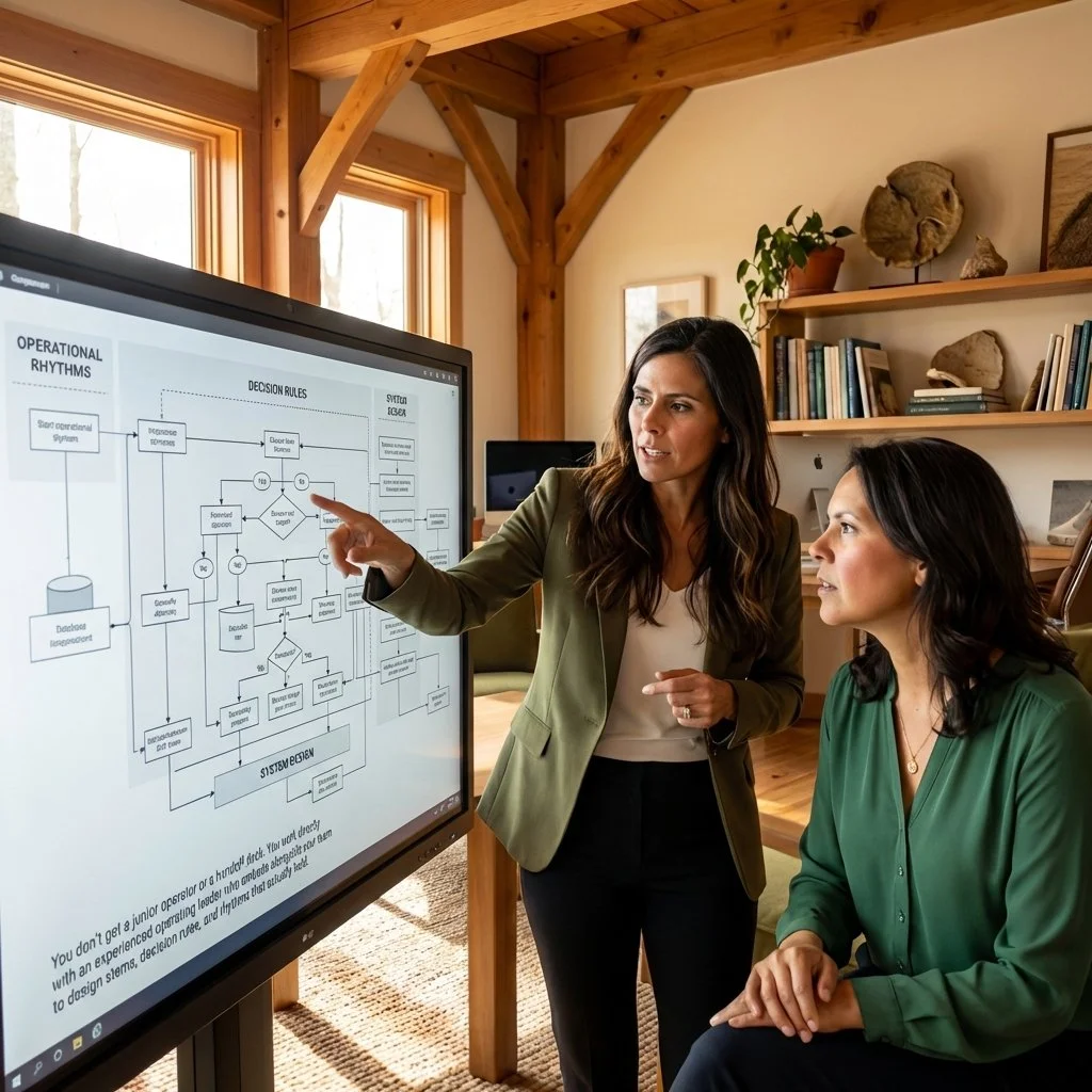Martina Madrid Sebring and Alexis Madrid mapping a decision process on screen