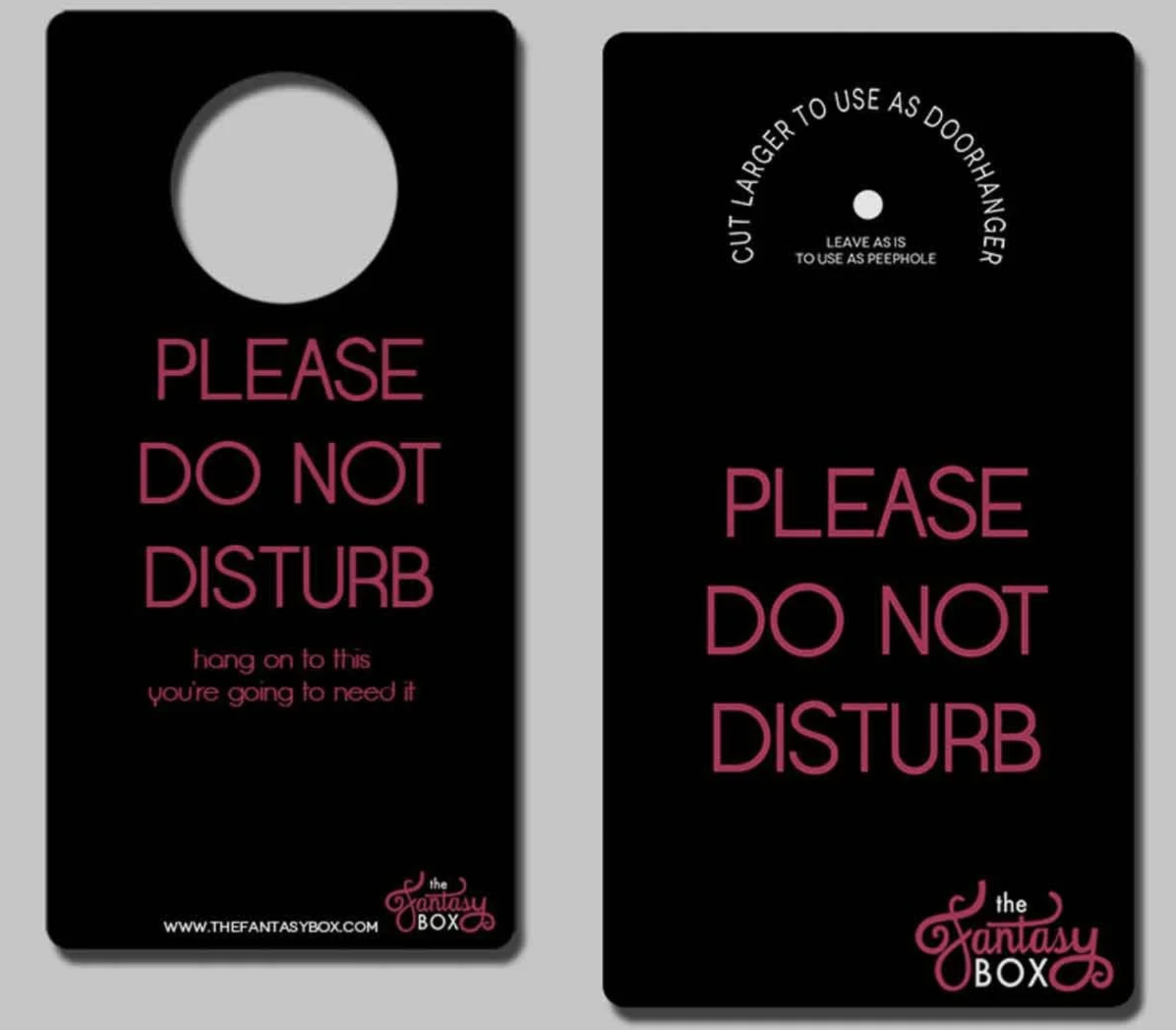 The Fantasy Box do-not-disturb door hanger