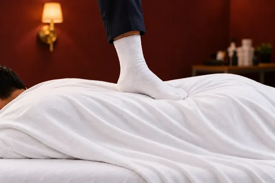 Sports Recovery Massage with white spa draping