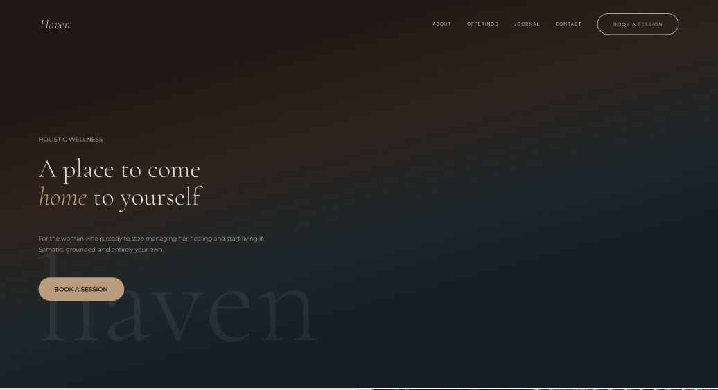 Haven landing page template