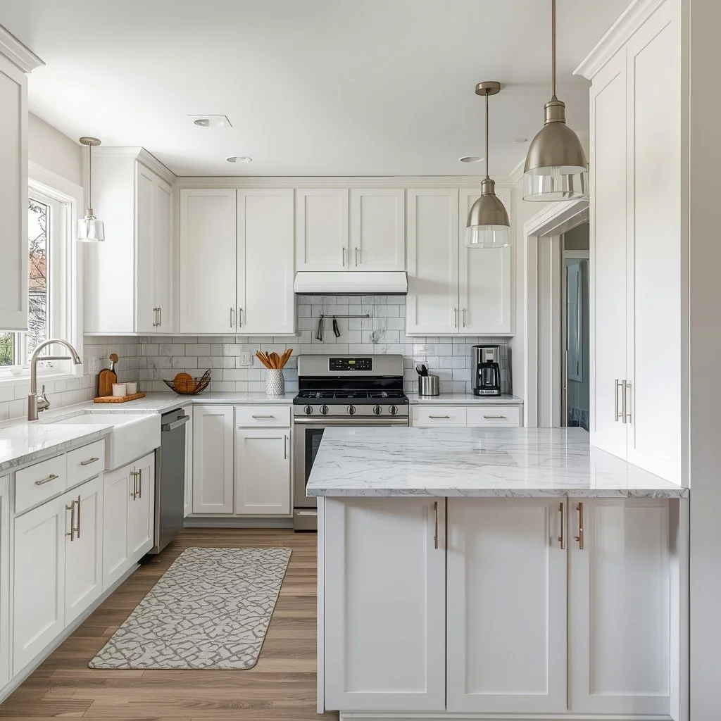 Modern kitchen remodel with warm wood cabinetry