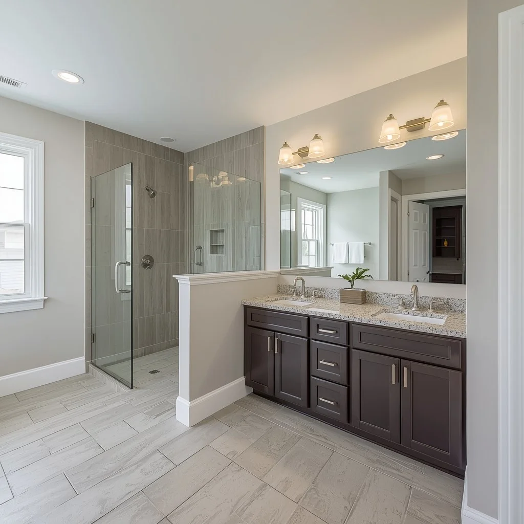 Modern kitchen remodel with warm wood cabinetry