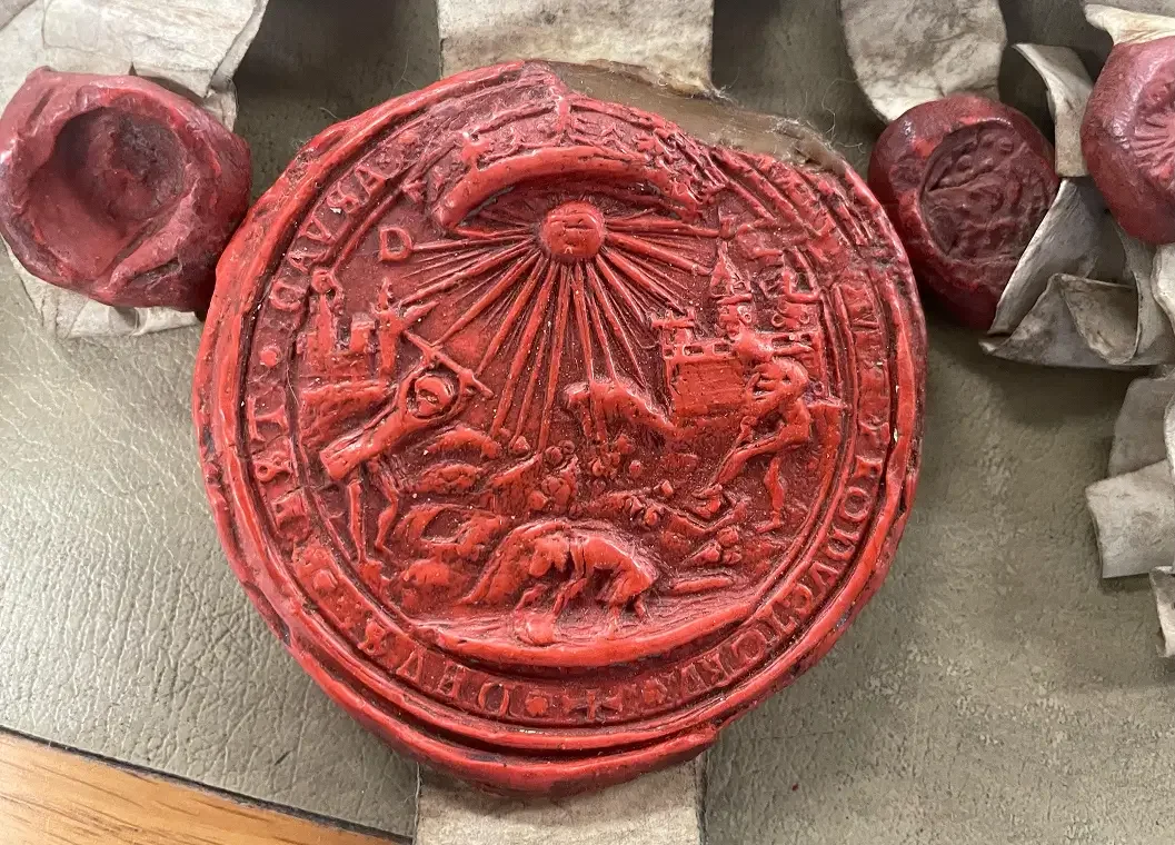 Mining landscape on a royal seal, 1536. TNA E 41 129