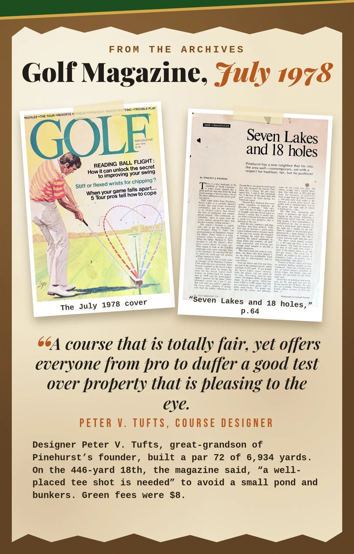 From the archives: Golf Magazine, July 1978, "Seven Lakes and 18 holes."