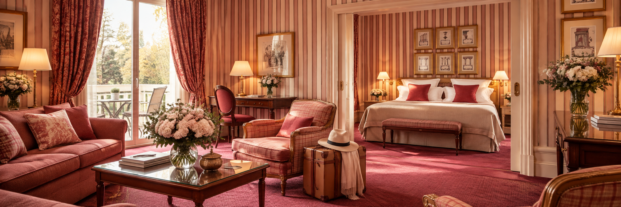 Interprétation artistique d'une suite d'hôtel élégante