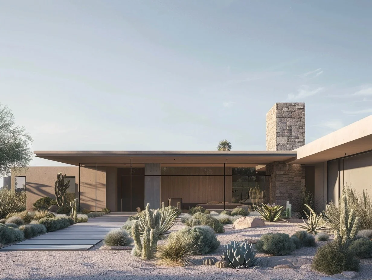 modern Scottsdale Arizona home with desert landscaping and clean roofline