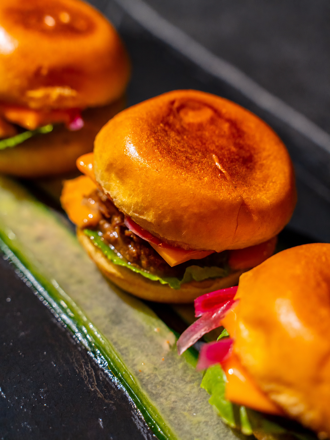 Mini sliders prepared for event catering