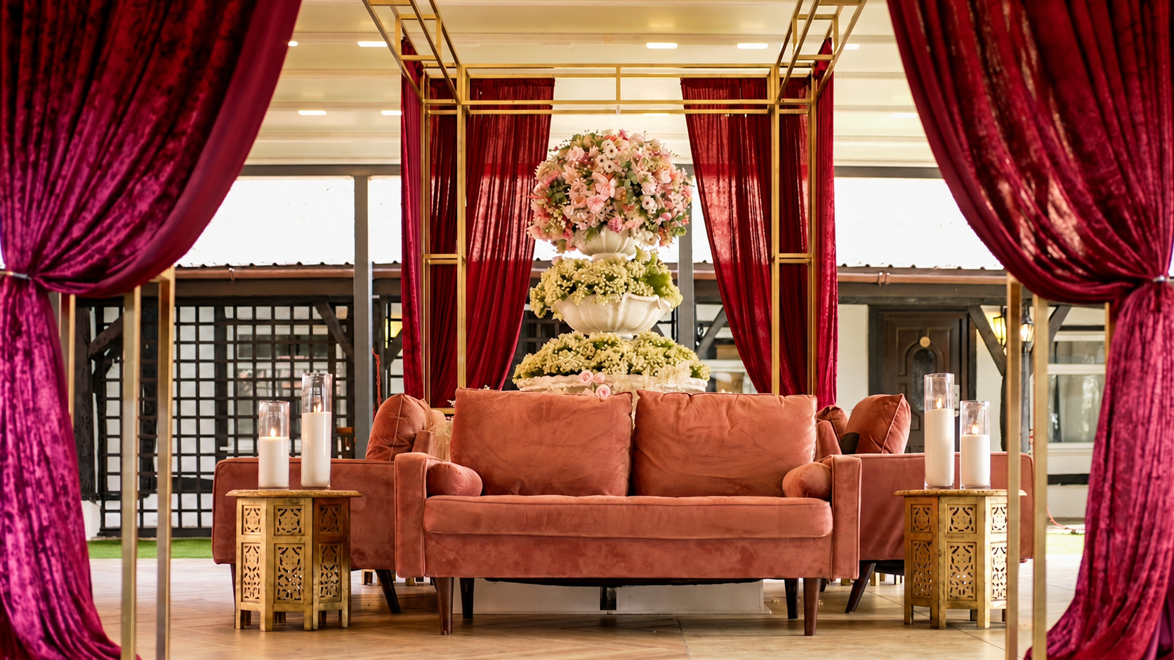 Decorated seating area at The Courtyard Hertfordshire