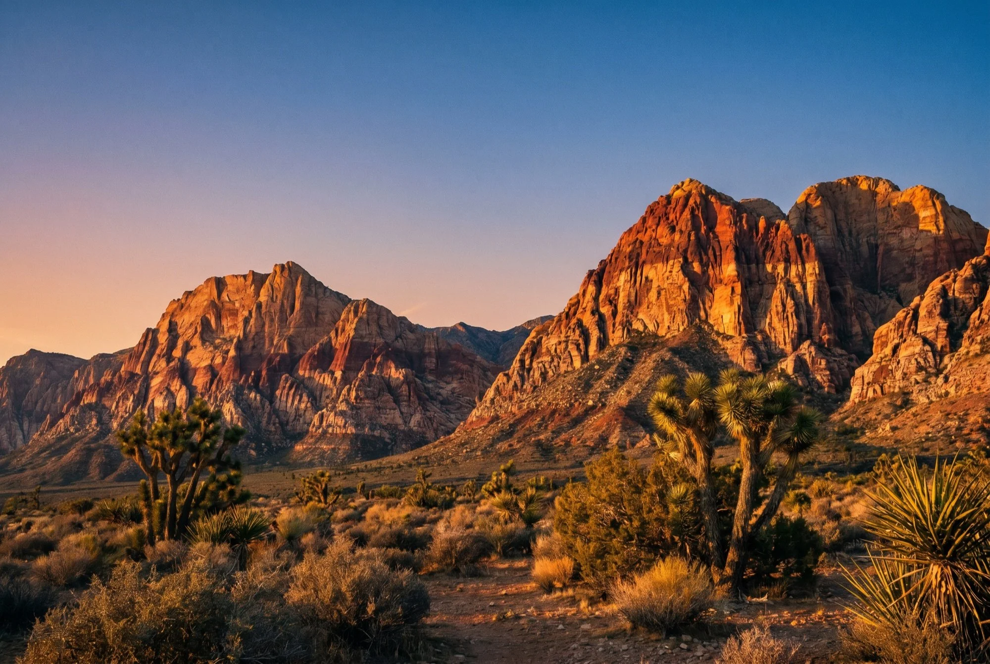 Red Rock Canyon National Conservation Area at golden hour near Summerlin Las Vegas
