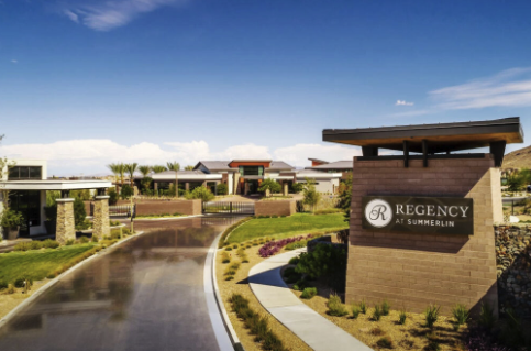 Aerial view of Regency at Summerlin Toll Brothers guard-gated 55+ community in The Cliffs village