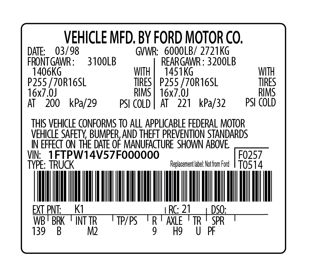 Federal Safety Certification Labels