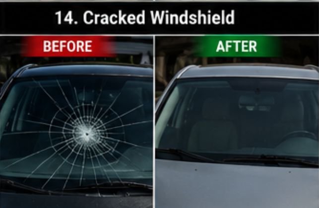 Cracked windshield replaced