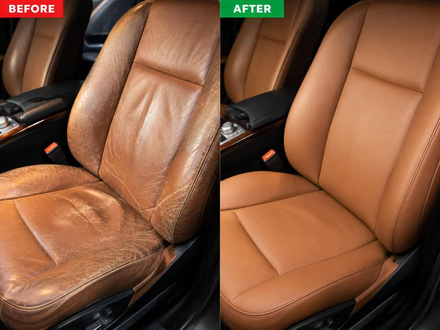 Leather interior restoration before and after