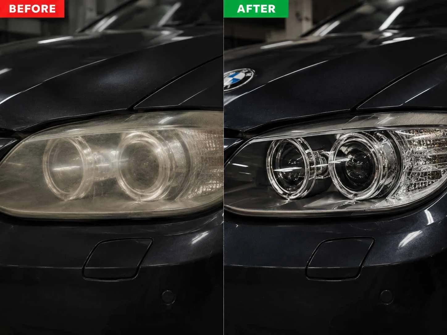 Headlight restoration before and after