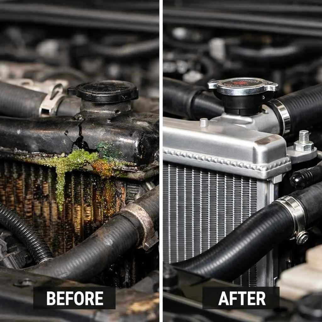 Damaged radiator replaced
