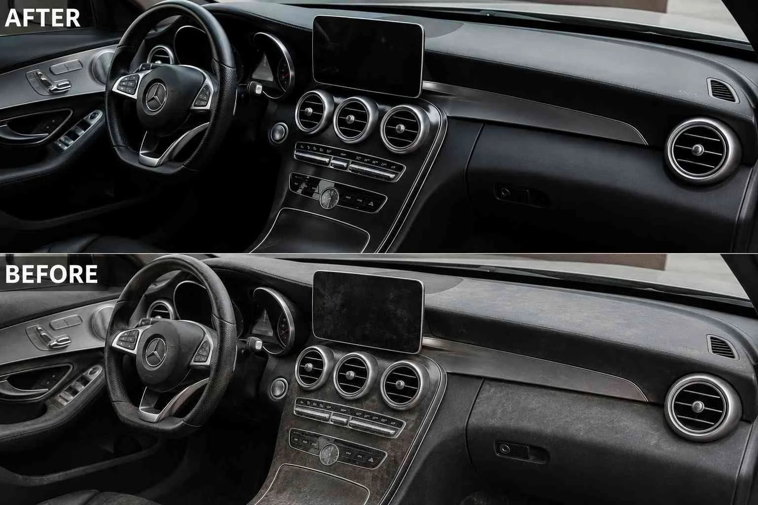 Interior dashboard restoration before and after