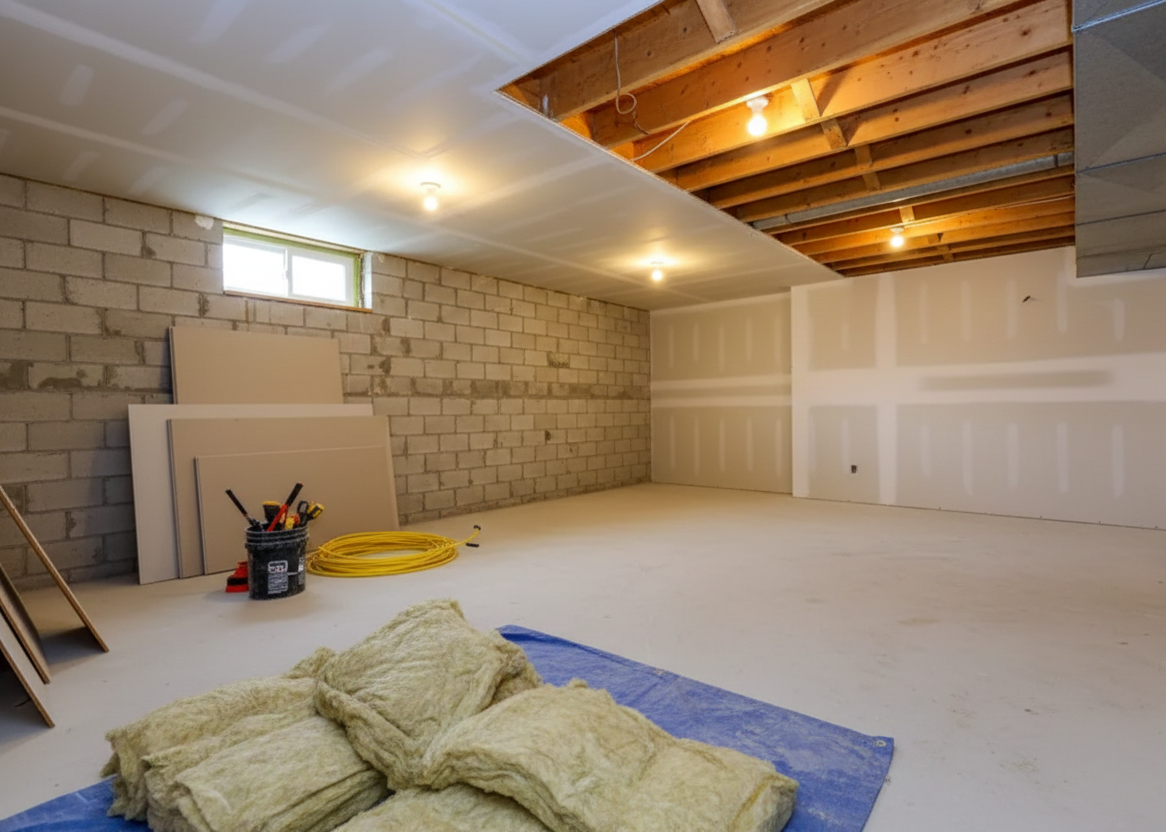 basement renovation service - before completations