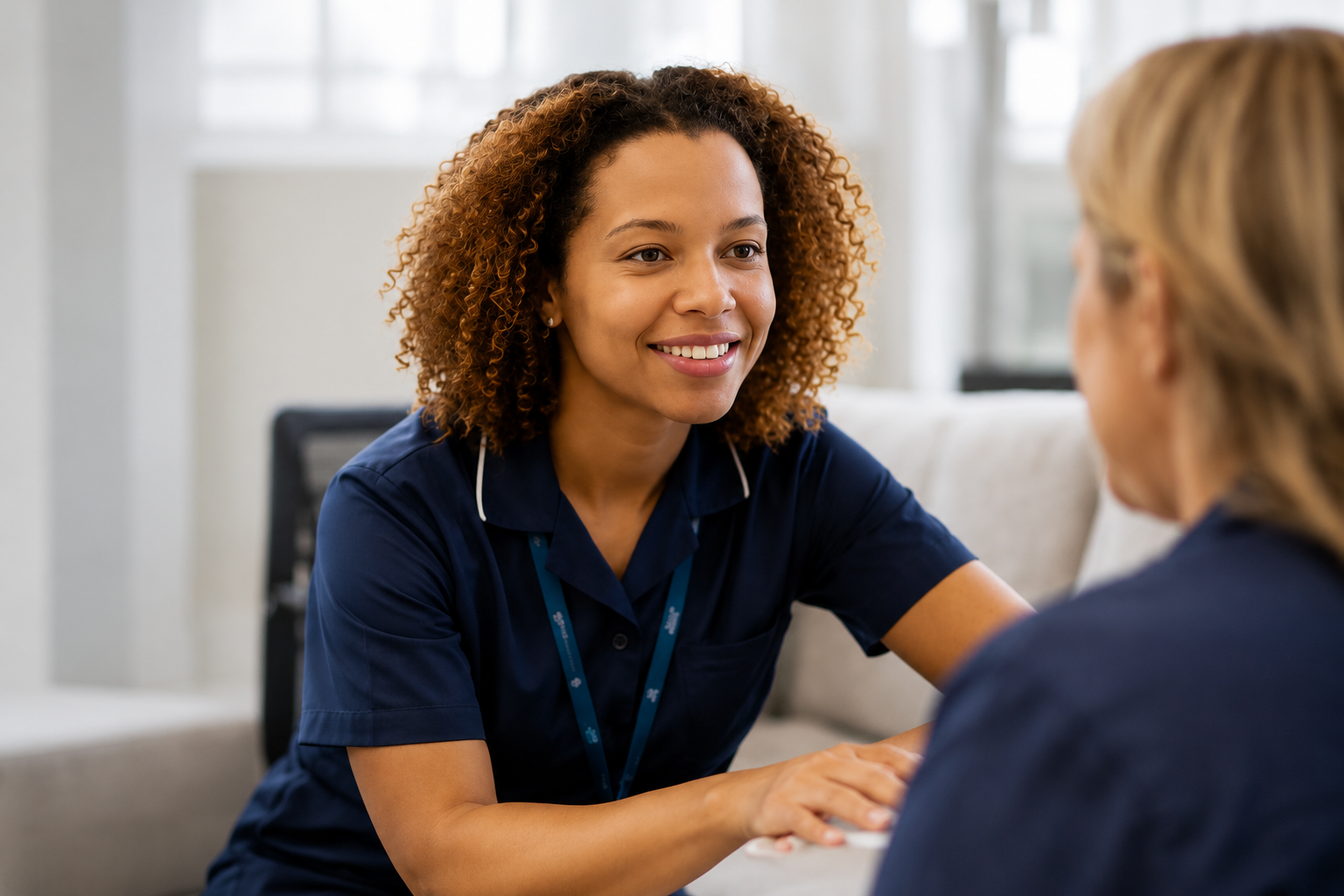 Care worker with a client