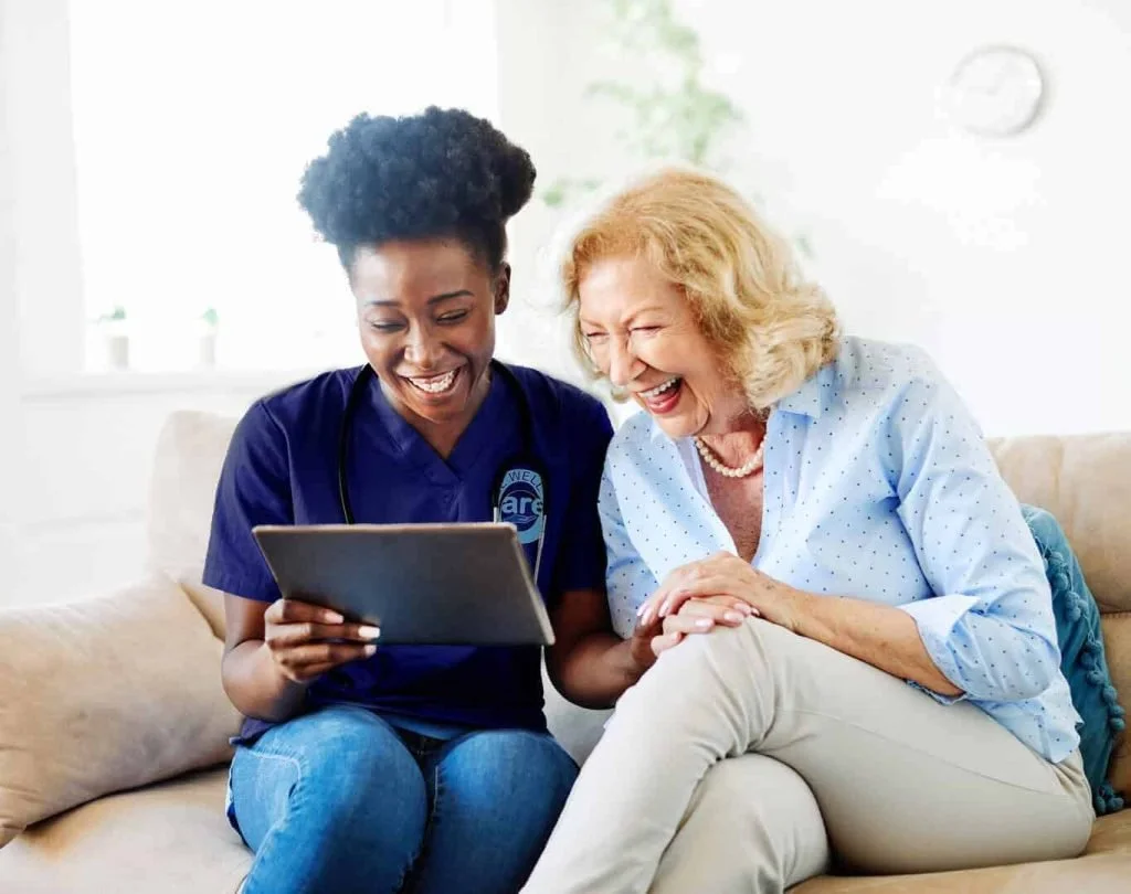 Support worker helping an individual with daily independent living