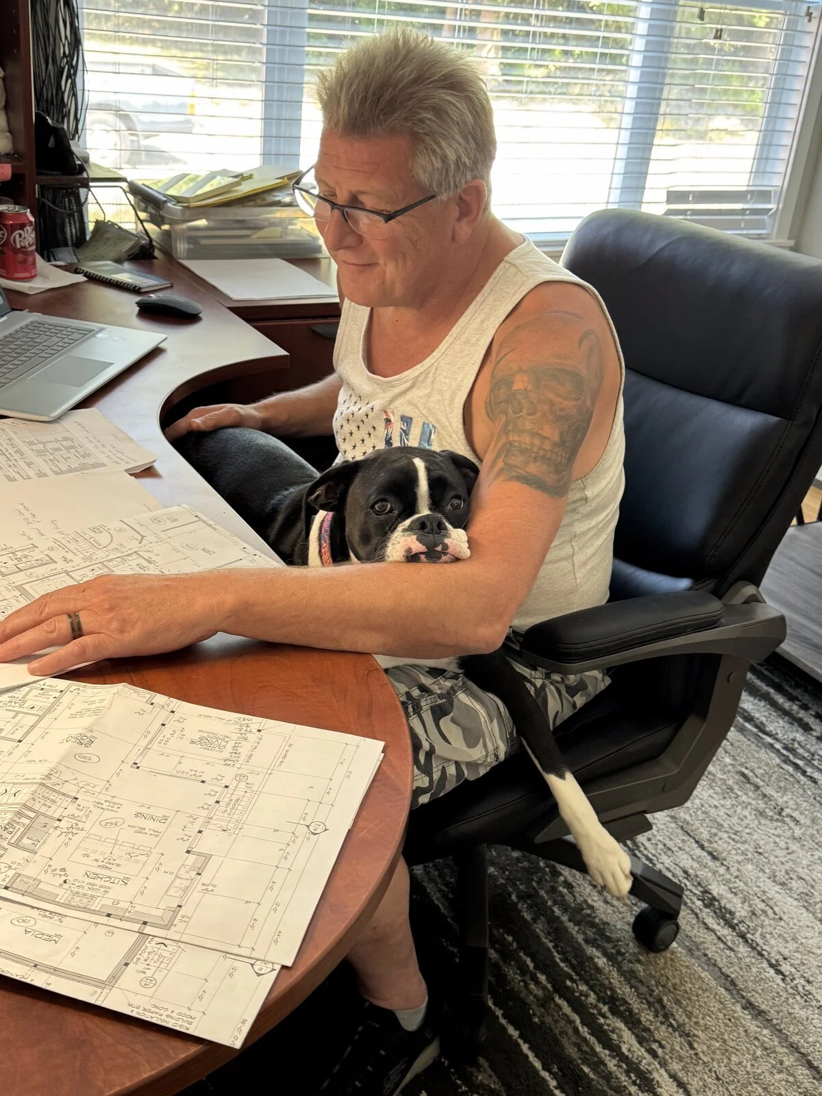Reviewing framing plans at the desk