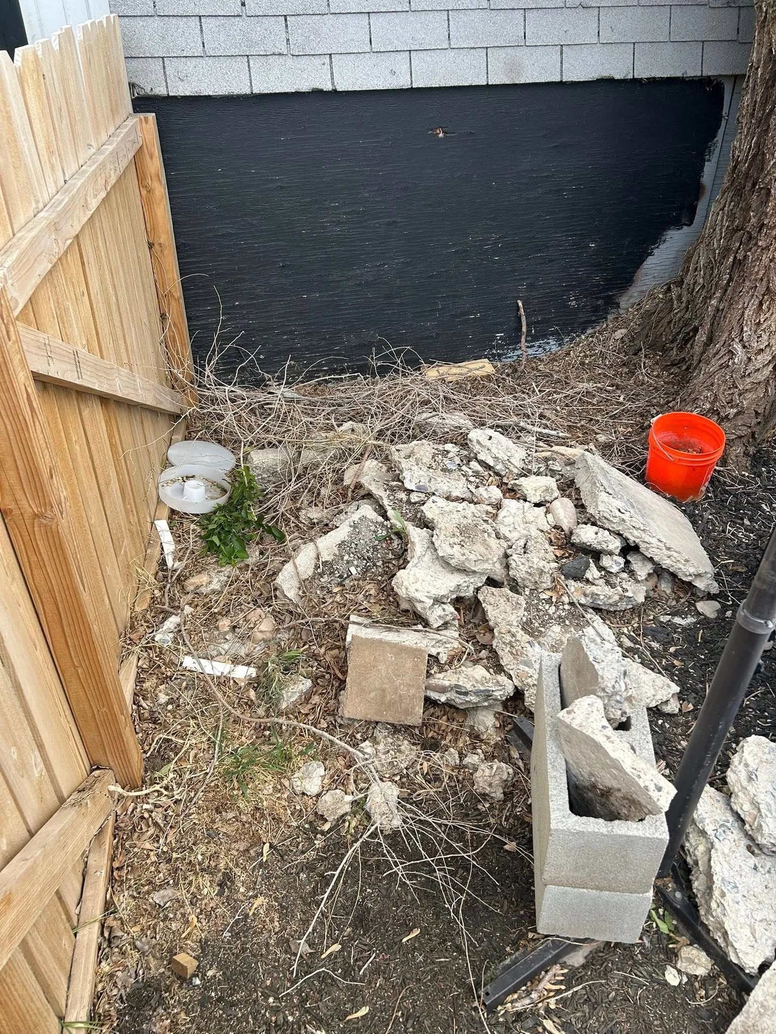 Construction site before debris removal