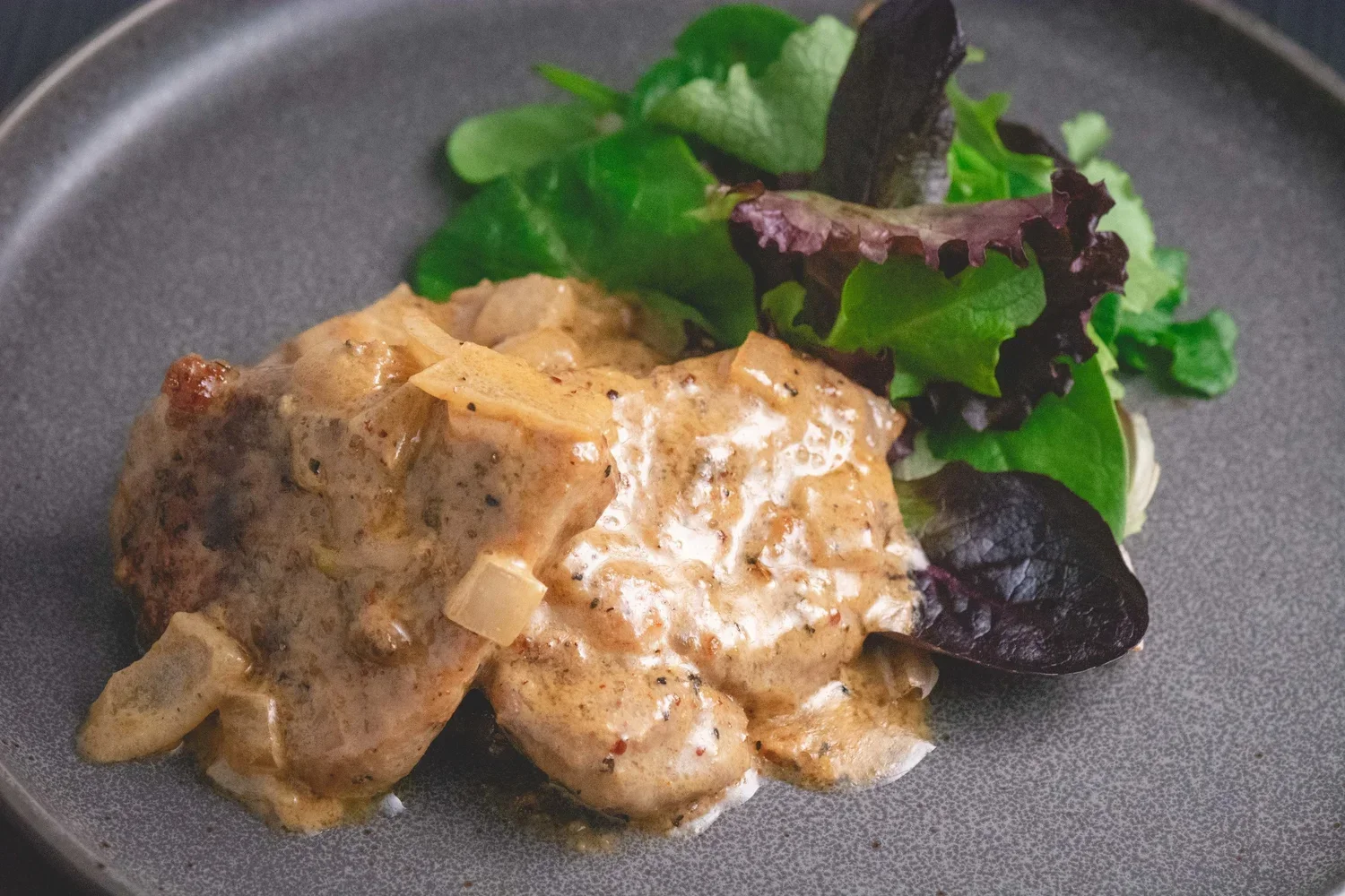 Joy’s pork medallions with creamy Creole sauce