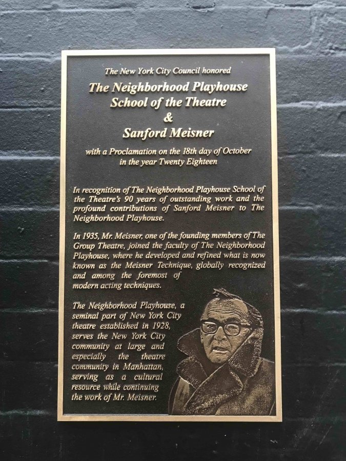 Plaque honoring The Neighborhood ���ϳԹ��� School of the Theatre and Sanford Meisner.