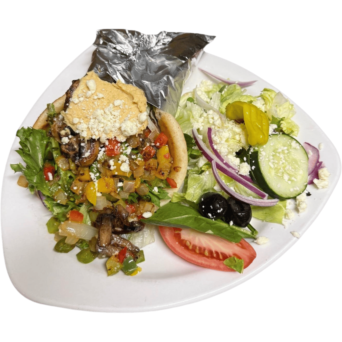 Vegetable Hummus Pita at Ka-bobs at The Option House in Bradford, Pennsylvania
