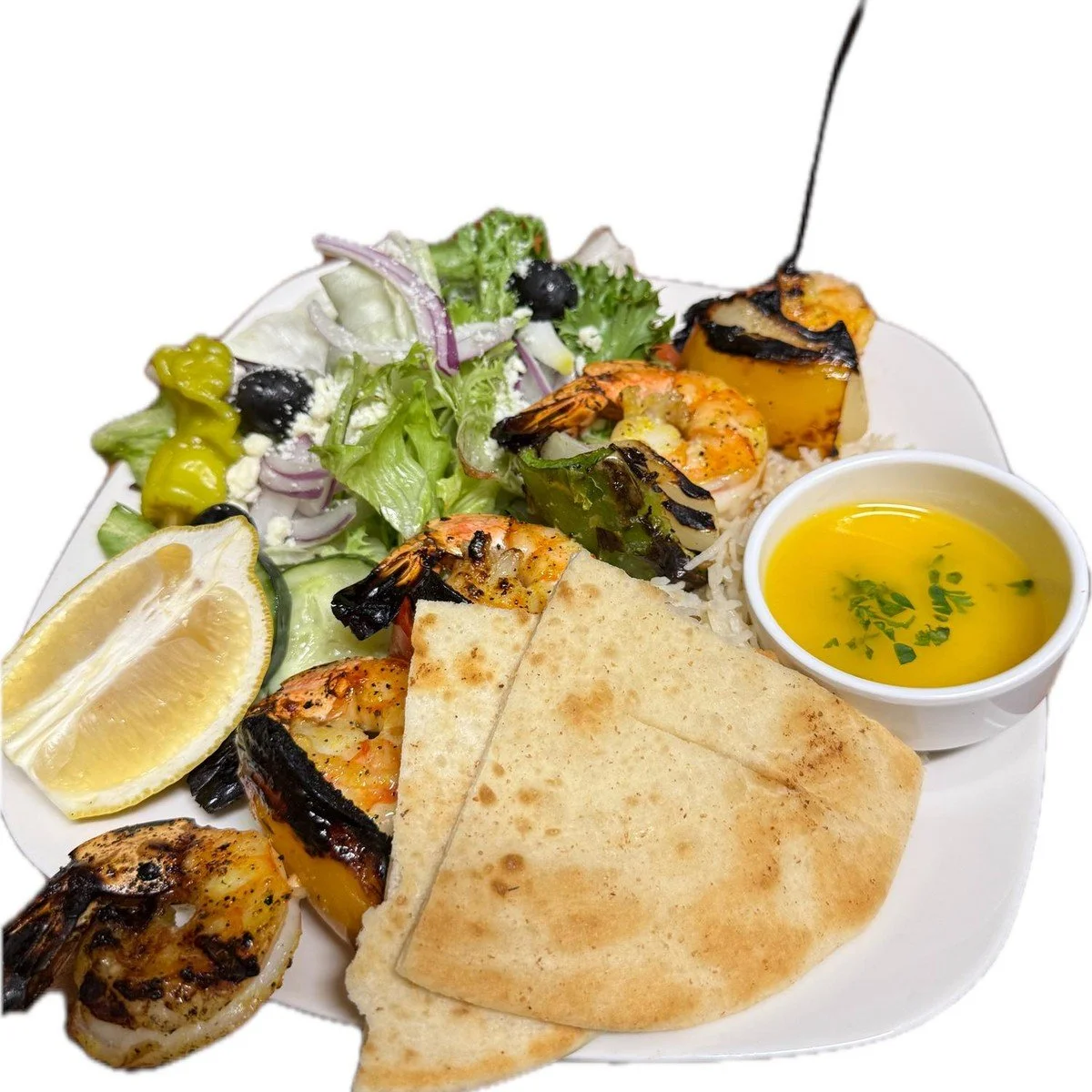 Fire-king Prawn Kabob at Ka-bobs at The Option House in Bradford, Pennsylvania
