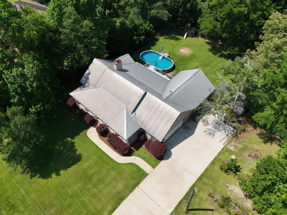 Standing-seam metal roof, oblique survey