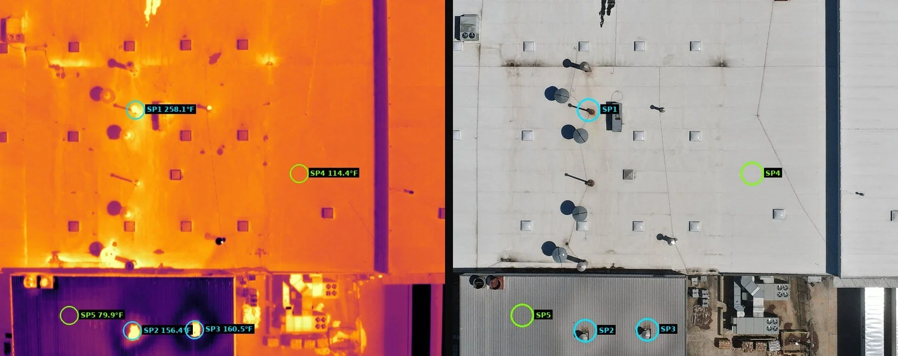Commercial roof thermal inspection