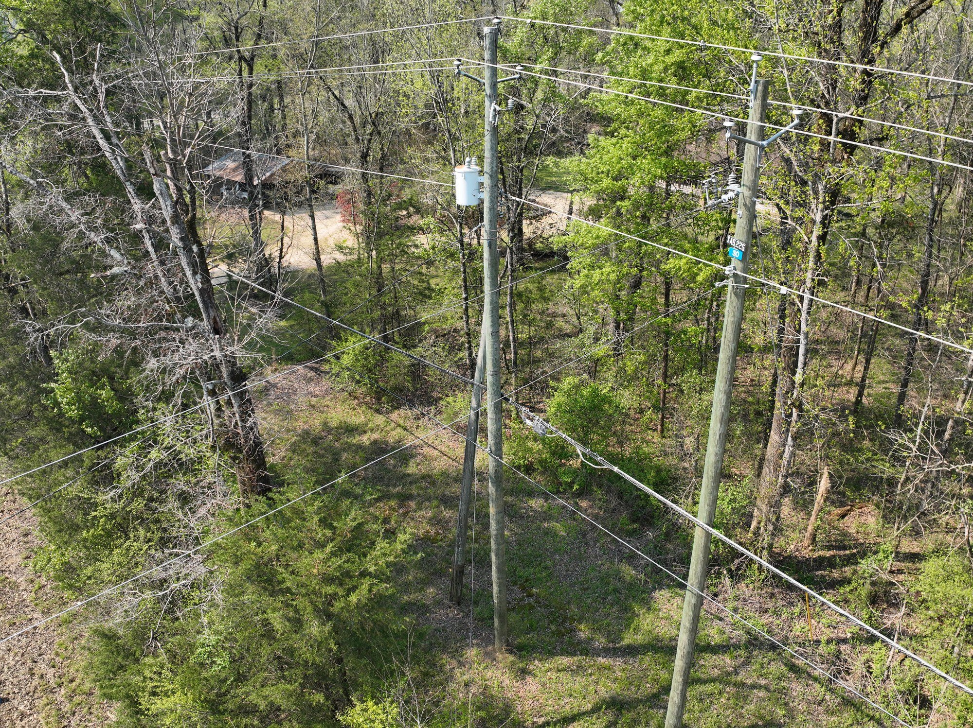 Distribution pole corridor from the air