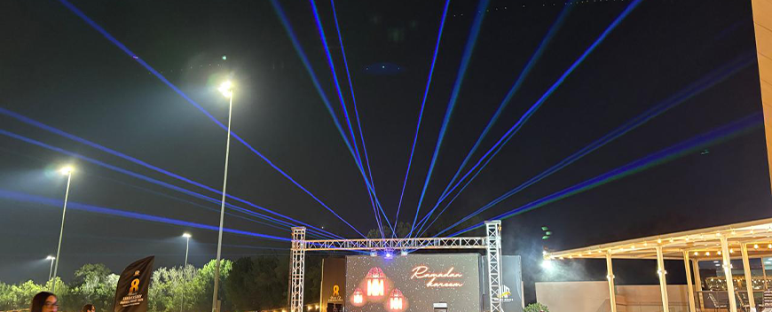 Laser show and LED screens at UAE product launch event