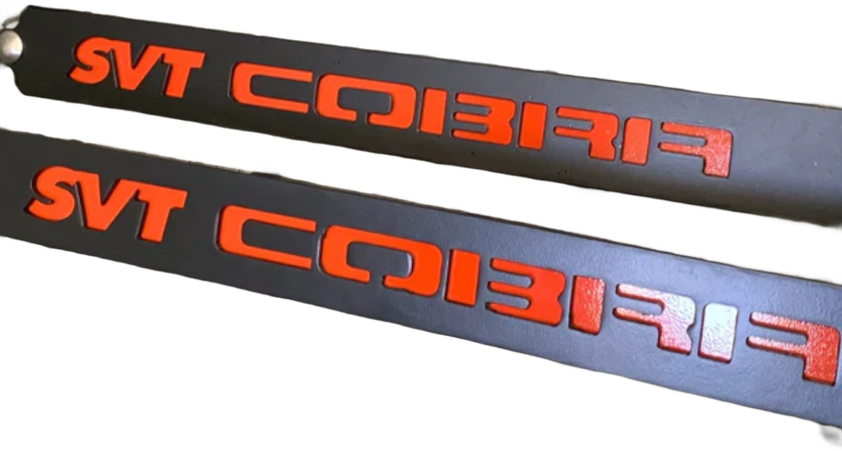 Laser-cut steel SVT Cobra door props, pair, Mustang