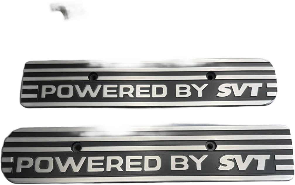Two-tone Powered by SVT billet coil covers, 99-14 Mustang