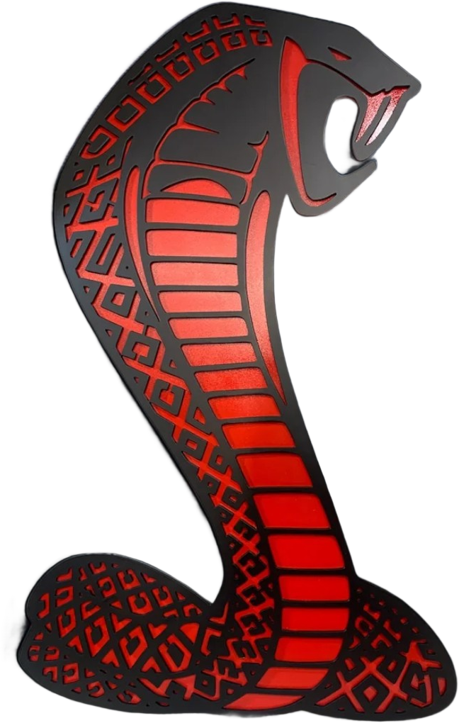 Layered laser-cut steel Cobra wall art