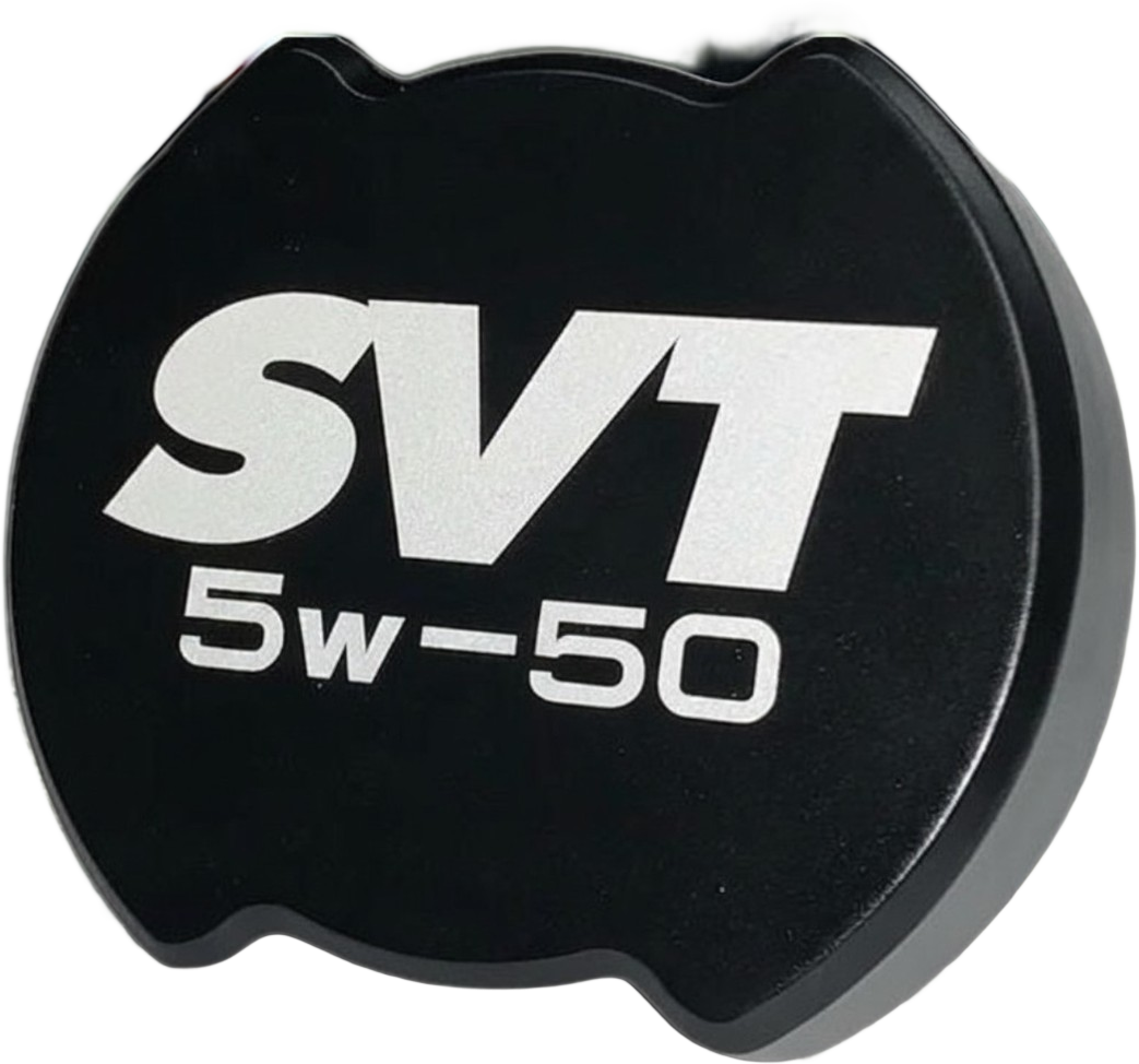 Satin black billet oil cap for Coyote Mustang, SVT Cobra design