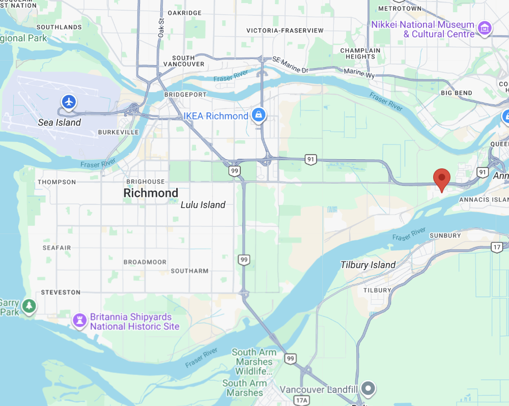 Richmond BC warehouse map