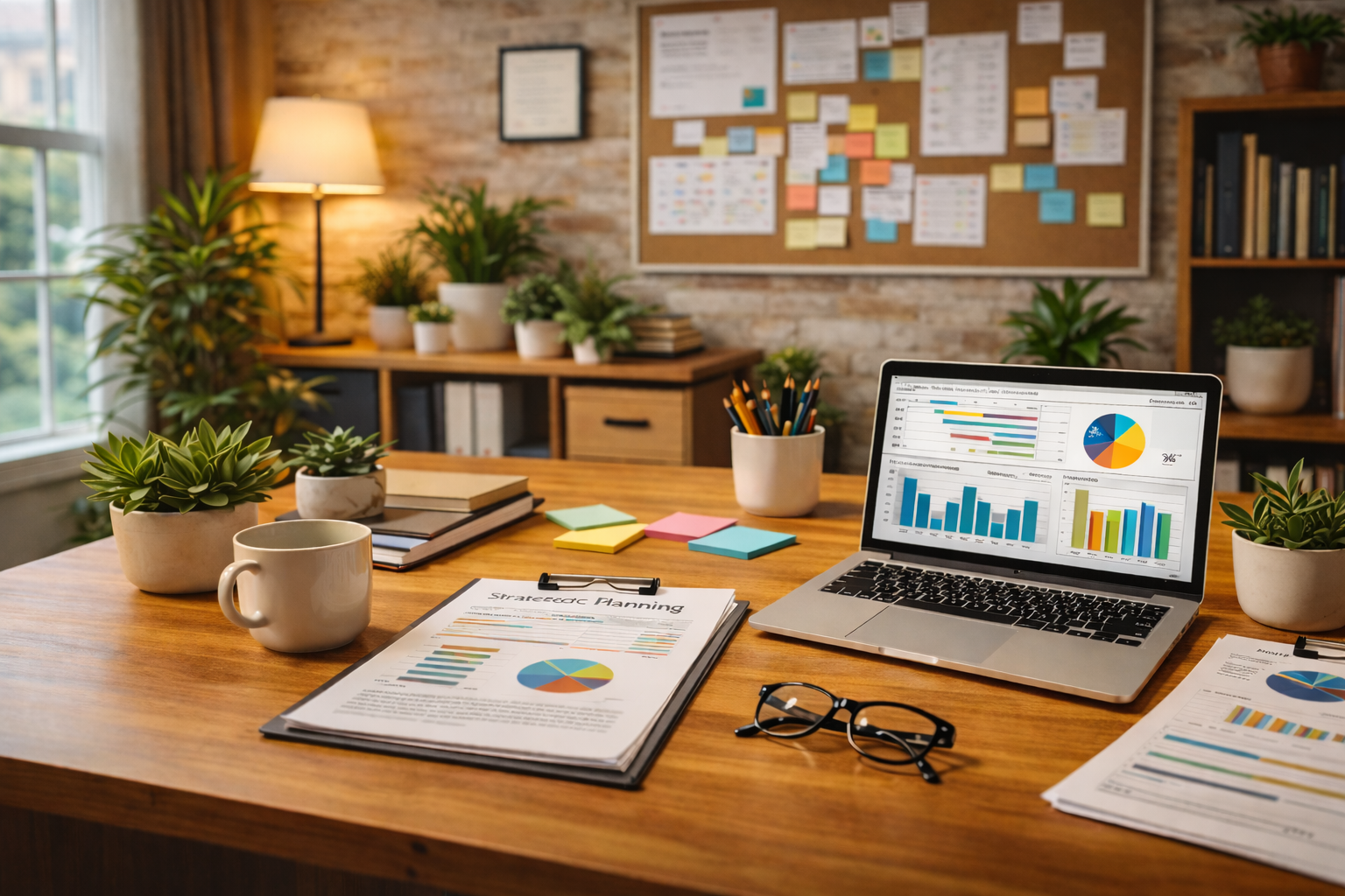 Workspace with planning materials