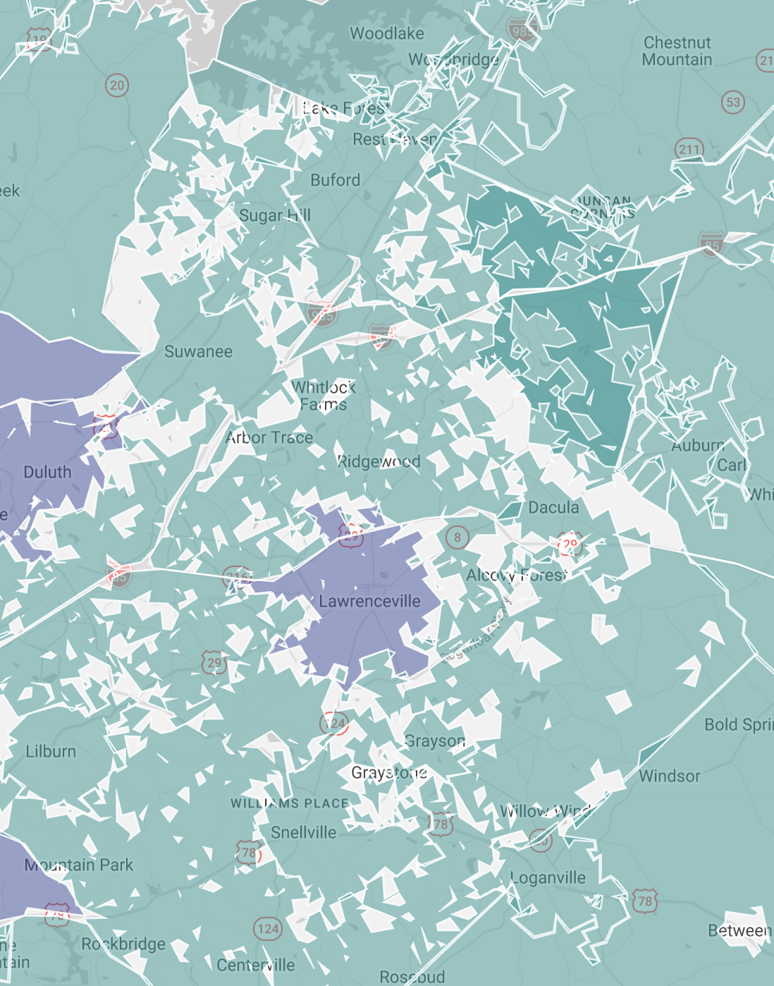 Georgia zoning as published by Zoneomics