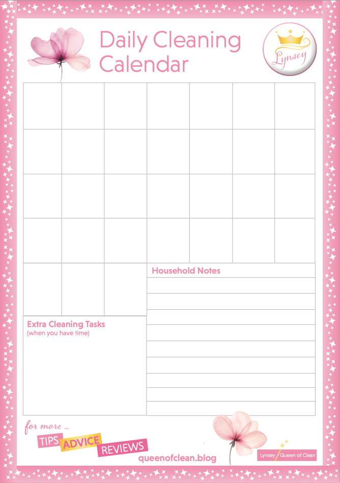 Daily Cleaning Calendar