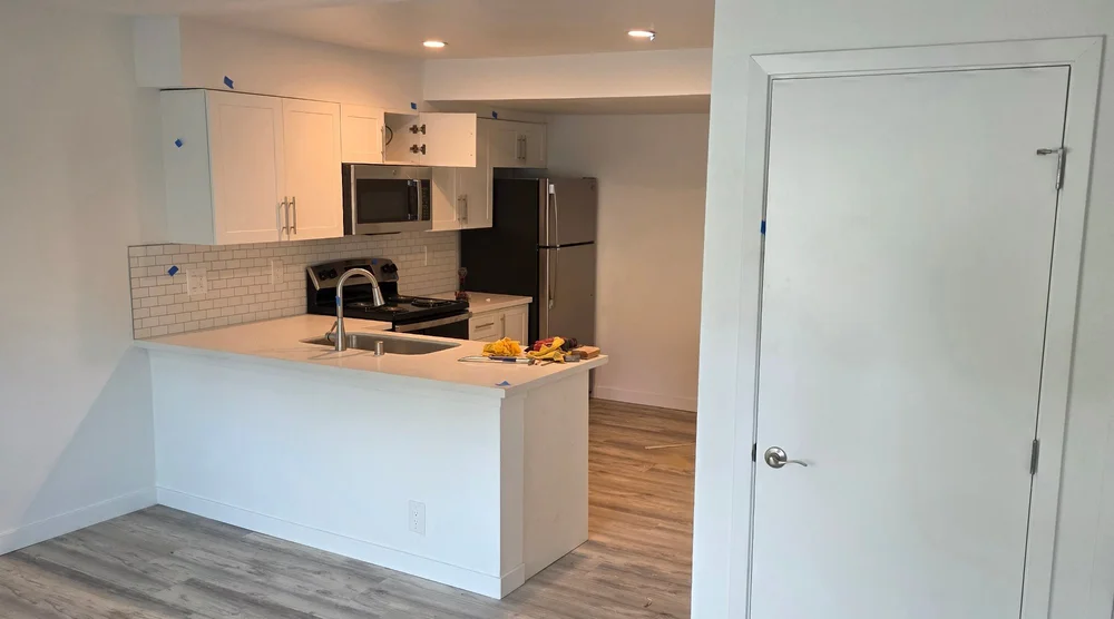 New ADU kitchen and living area in Lafayette