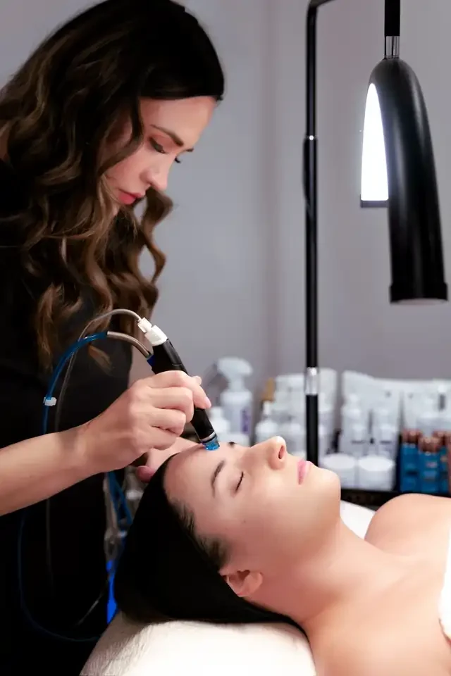 Emily Selkirk, LE, performing a HydraFacial at SKYN in Star, Idaho