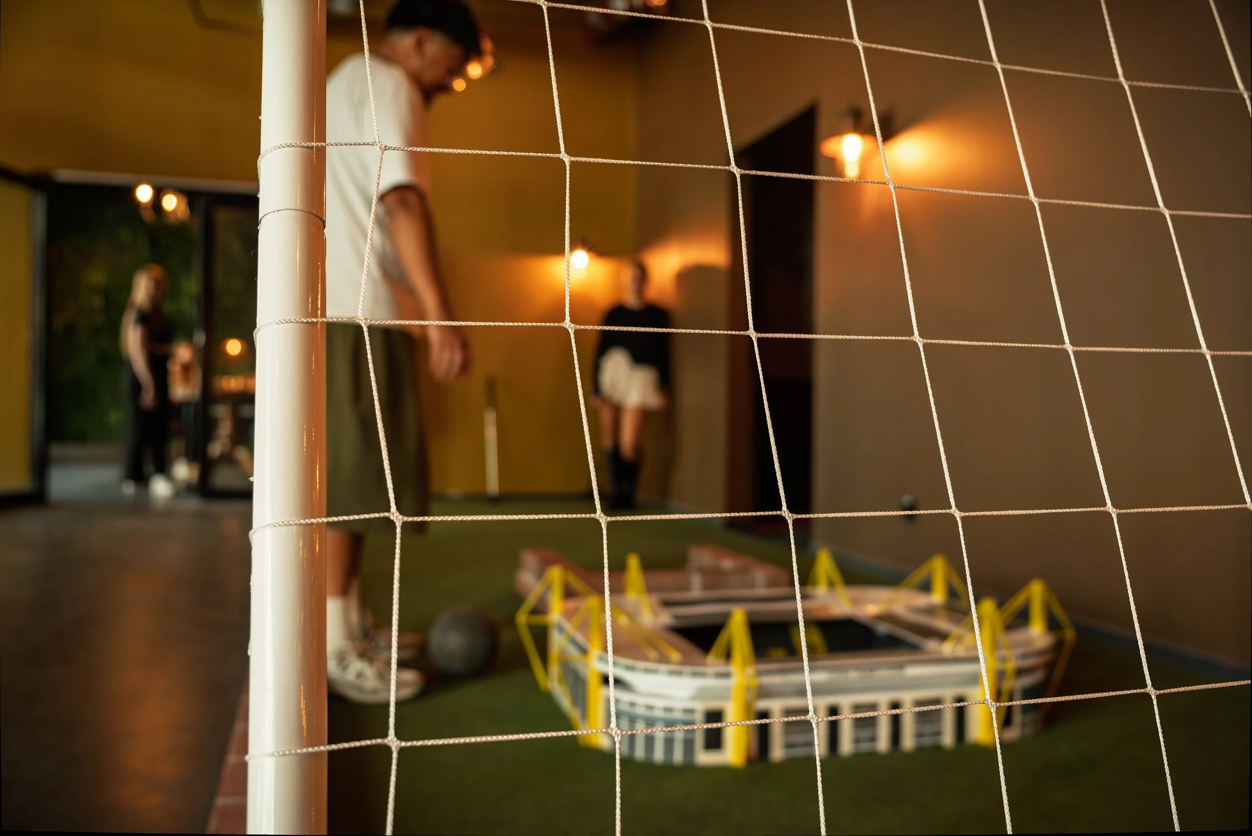 Signal Iduna Park-themed mini golf hole at Chipper Social Dortmund