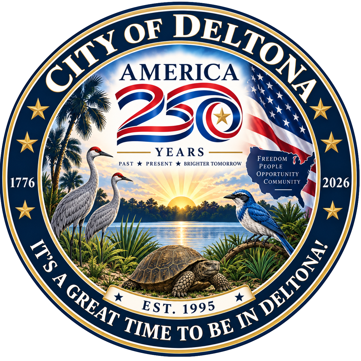 City of Deltona America 250 commemorative logo
