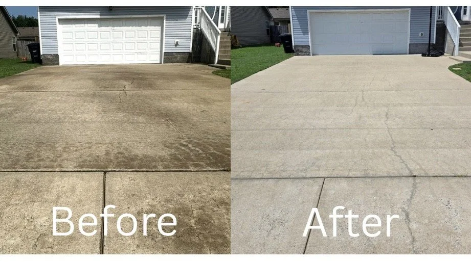 Driveway cleaning before and after in Clarksville TN